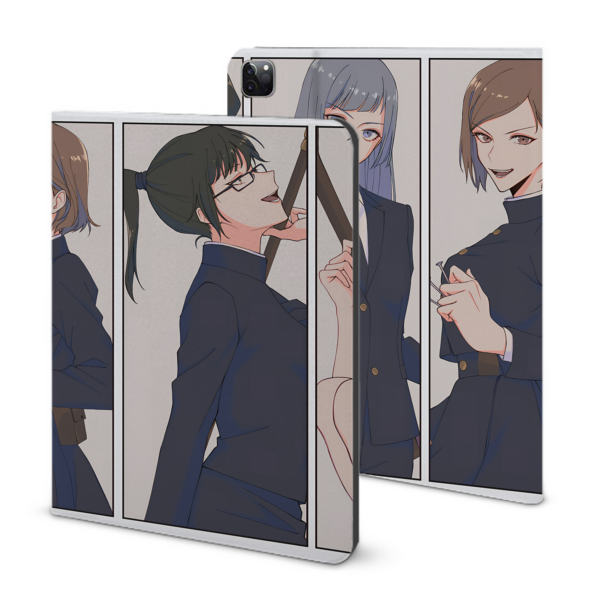 （画像用） 呪術廻戦 Jujutsu Kaisen IPad ケース ブック型 PUレザー TPU 耐衝撃 軽量 薄型 ペン収納なし 全面保護 IPad 各モデル対応